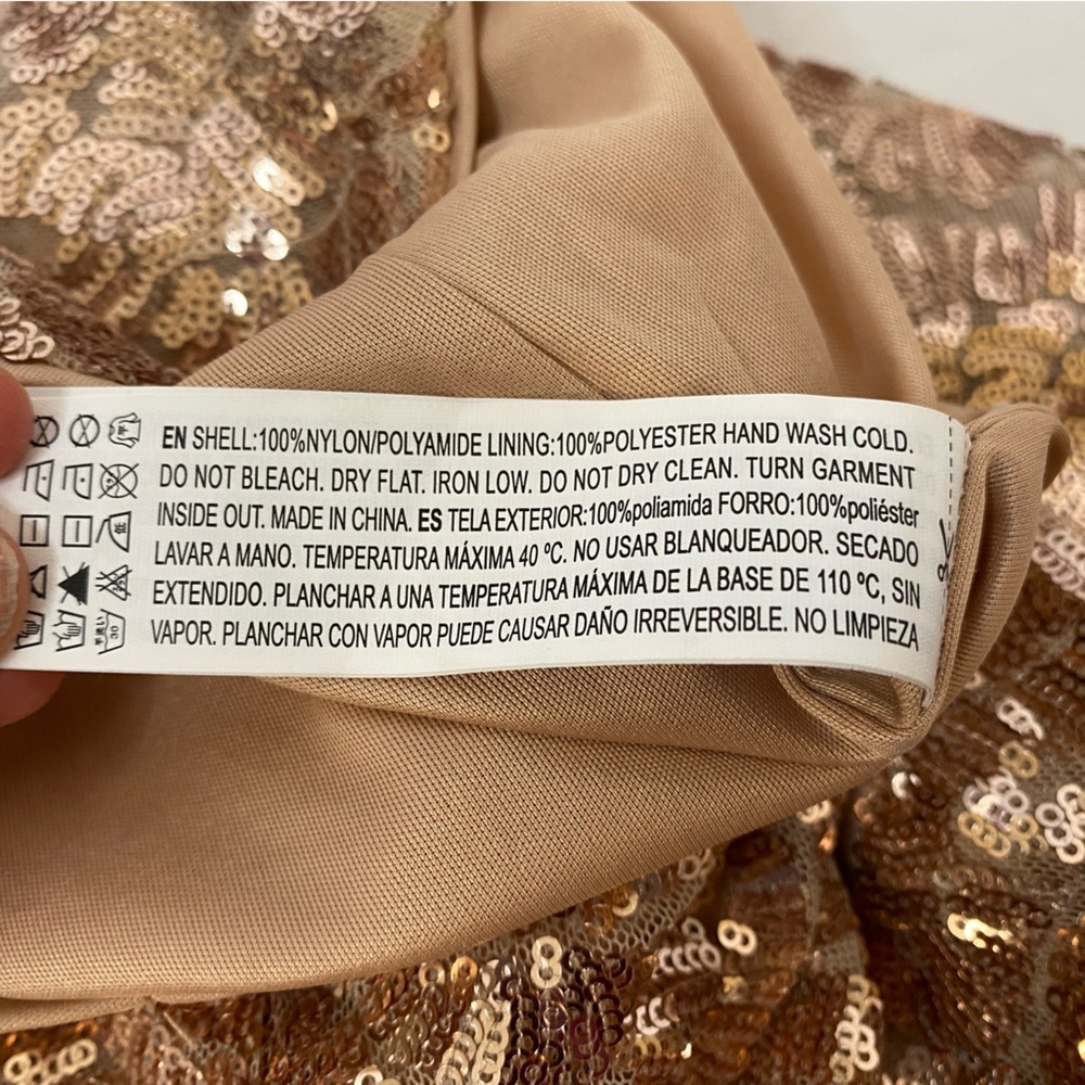 Rose‎ gold sequin mini dress, forever 21, size small, adjustable straps, pink - Picture 14 of 16